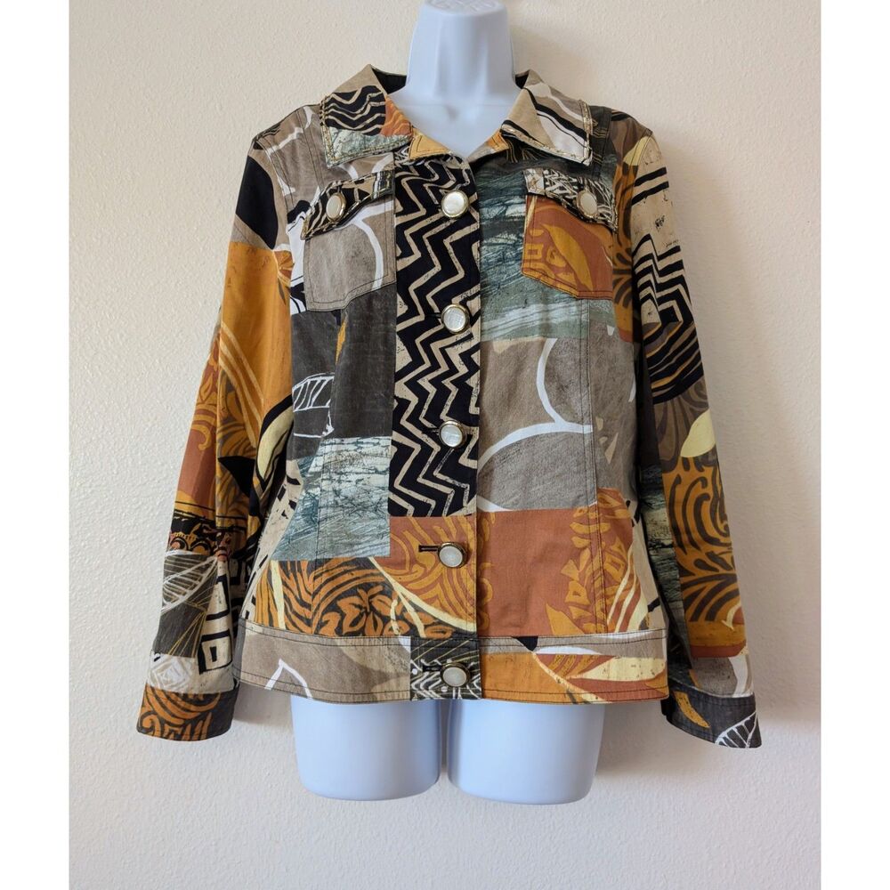 Patchington Patchwork Print Jacket Stretch Button… - image 2